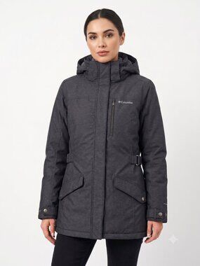Columbia thermal coil women’s Gray Hooded Jacket L